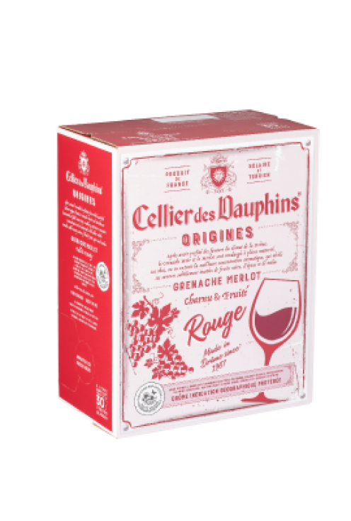 RƯỢU VANG PHÁP CELLIER DES DAUPHINS ORIGINES IGP DROME ROUGE - hộp 3 lít