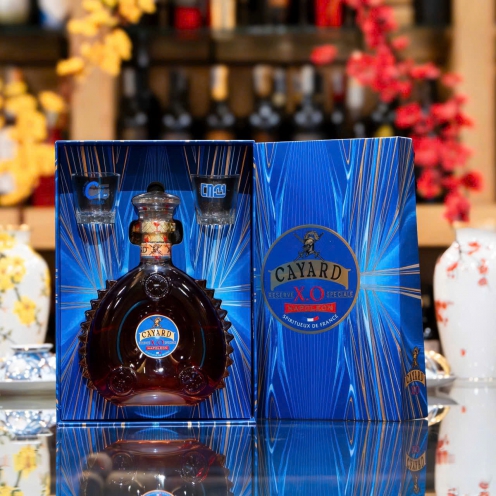 Full set Hộp quà Rượu Cayard Extra Napoleon Pháp 700ml 40% tặng kèm 2 ly rượu