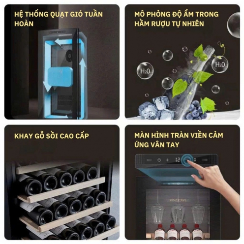 Tủ bảo quản rượu vang, tủ làm mát vang Vinocave 108 chai