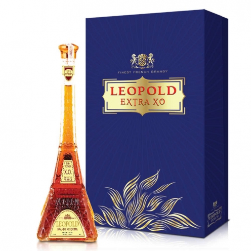 Set hộp quà tặng rượu XO Leopold Brandy Extra Pháp 700ml 40% vol kèm hộp