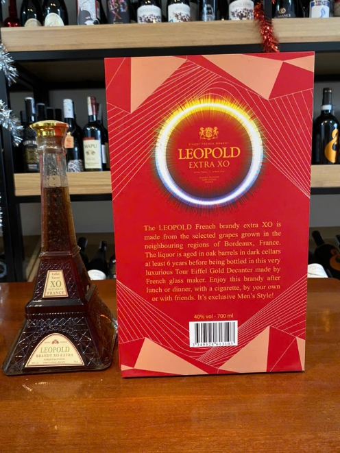 Set hộp quà tặng rượu XO Leopold Brandy Extra Pháp 700ml 40% vol kèm hộp