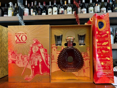 Full Set hộp quà tặng rượu Pháp Brandy XO Marquis III 750ml 40%