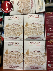 Rượu vang đỏ Ý Corso Montepulciano D’Abruzzo - bịch 3 lít