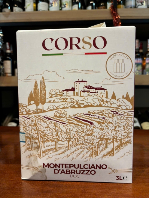Rượu vang đỏ Ý Corso Montepulciano D’Abruzzo - bịch 3 lít